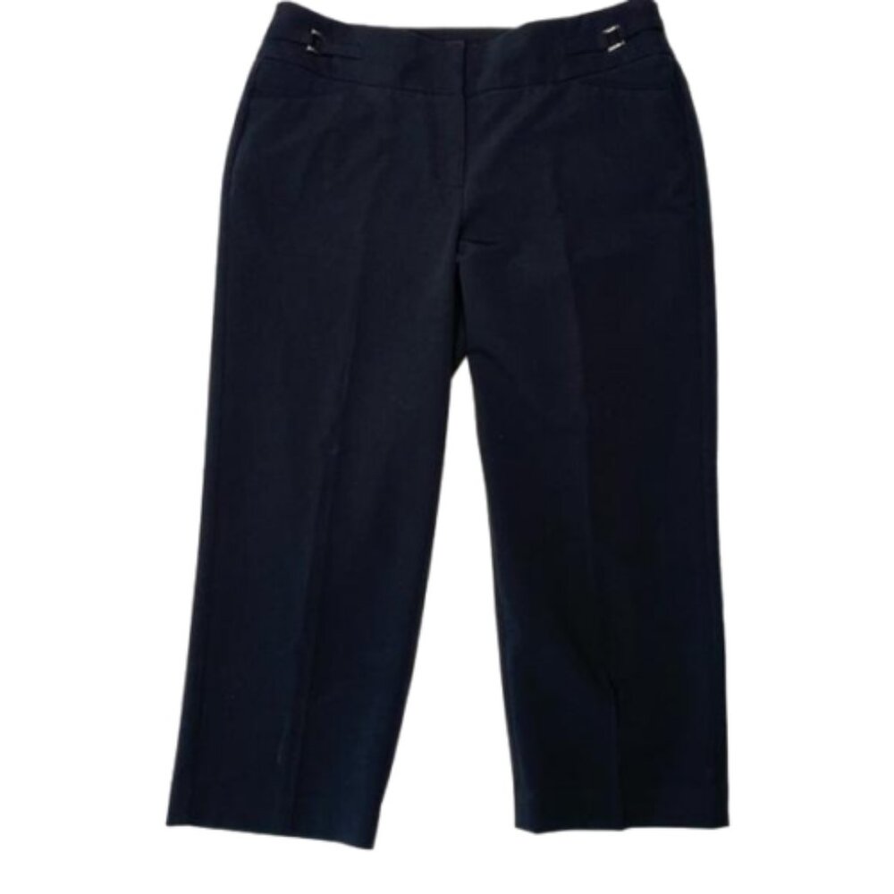 2/$30 Larry Levine Stretchy Black Capri Trousers Pants Size 6 #0816
